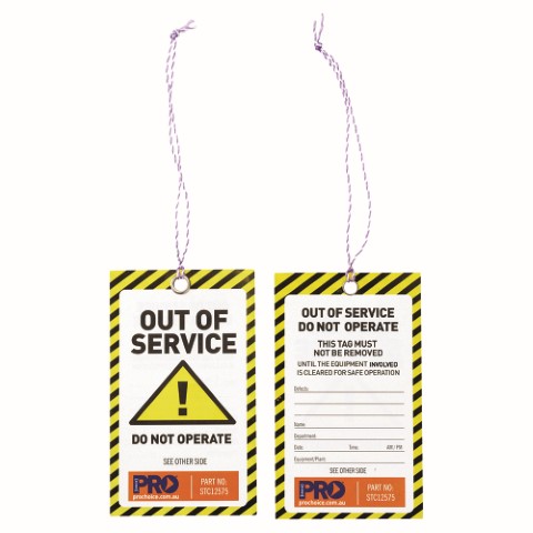 SAFETY TAG - OUT OF SERVICE 125 X 75MM (100/PK)